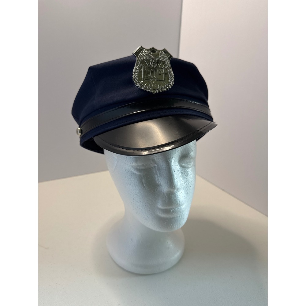 Navy‎ Blue Police Officer Costume Hat Silver COP Badge Snapback Adjustable